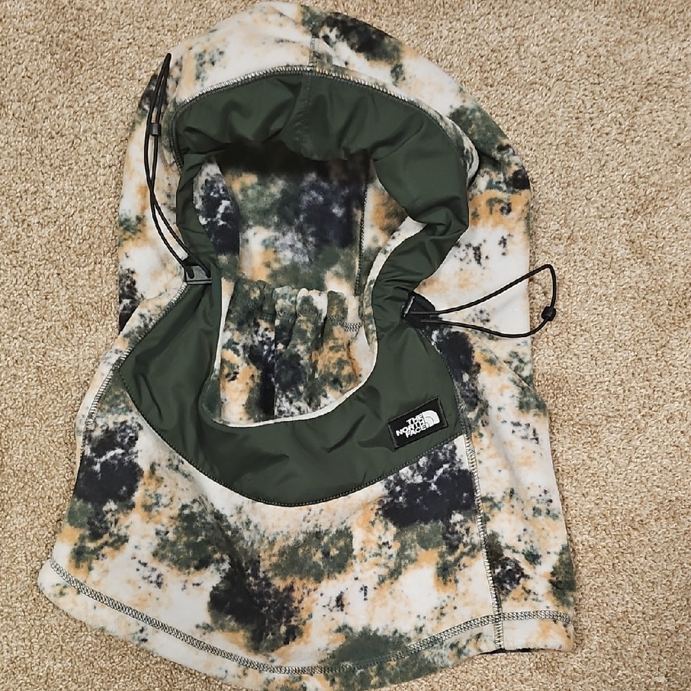 The North Face Green and Black Patterned Hooded Neck Warmer